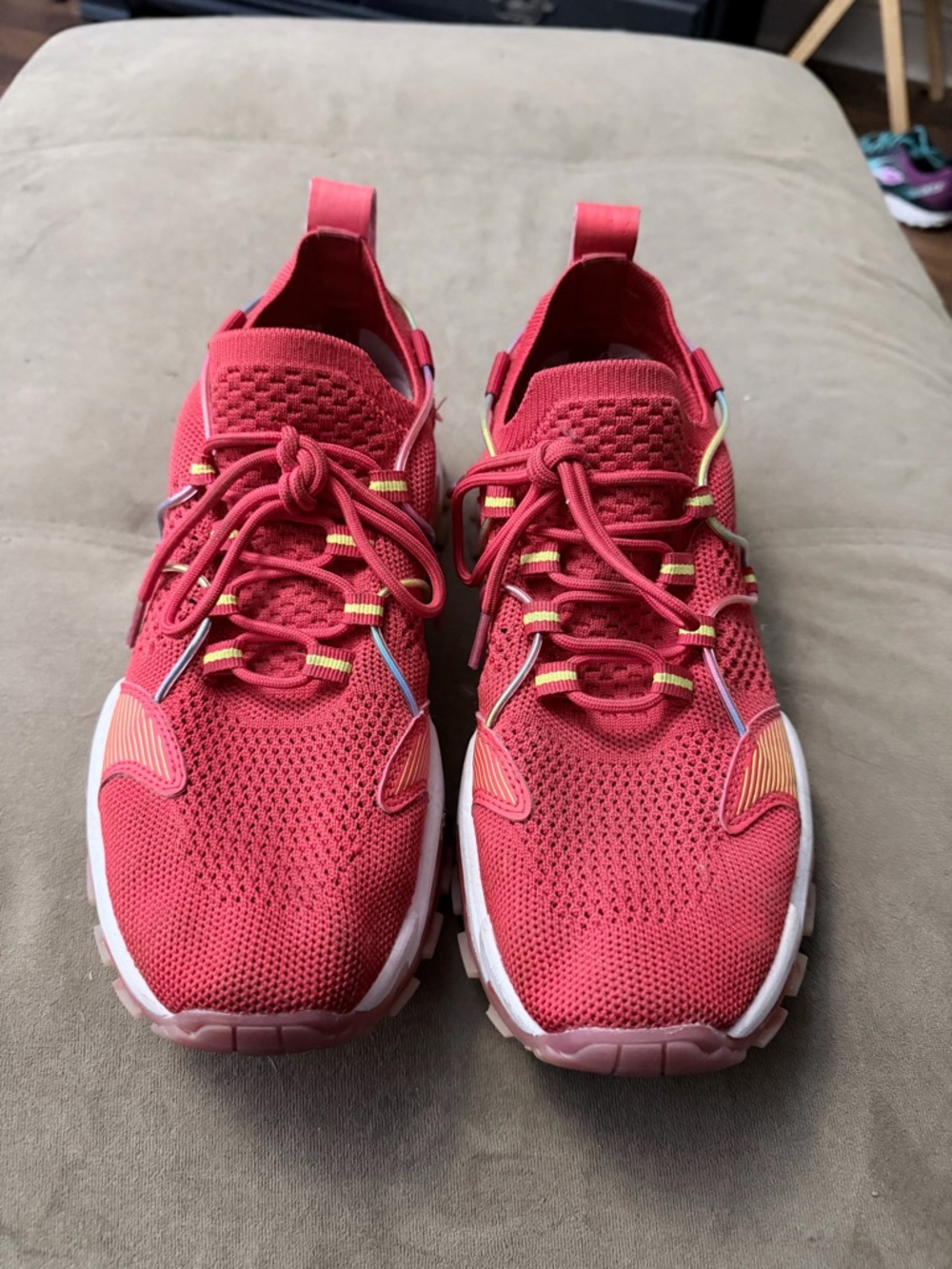 Women’s Red Knit Athletic Sneakers - Lightweight Red Sport Shoes